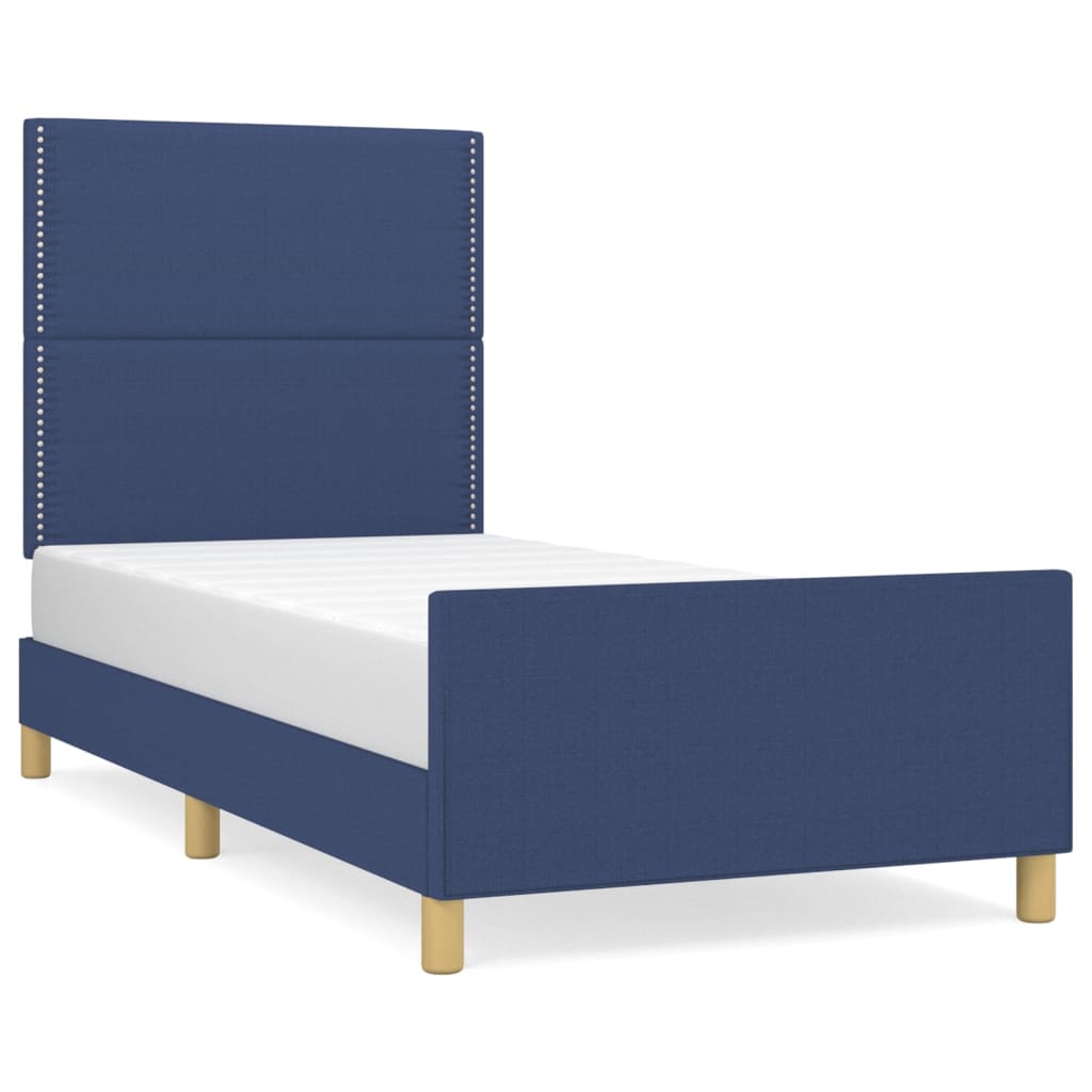 Bettgestell ohne Matratze Blau 100x200 cm Stoff