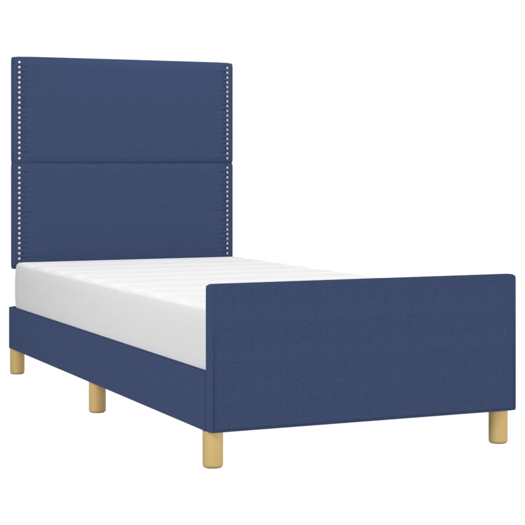Bettgestell ohne Matratze Blau 100x200 cm Stoff