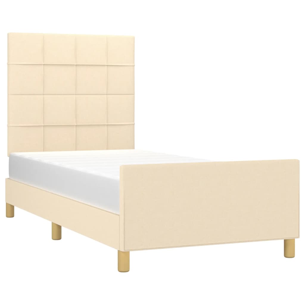 Bettgestell ohne Matratze Creme 90x200 cm Stoff