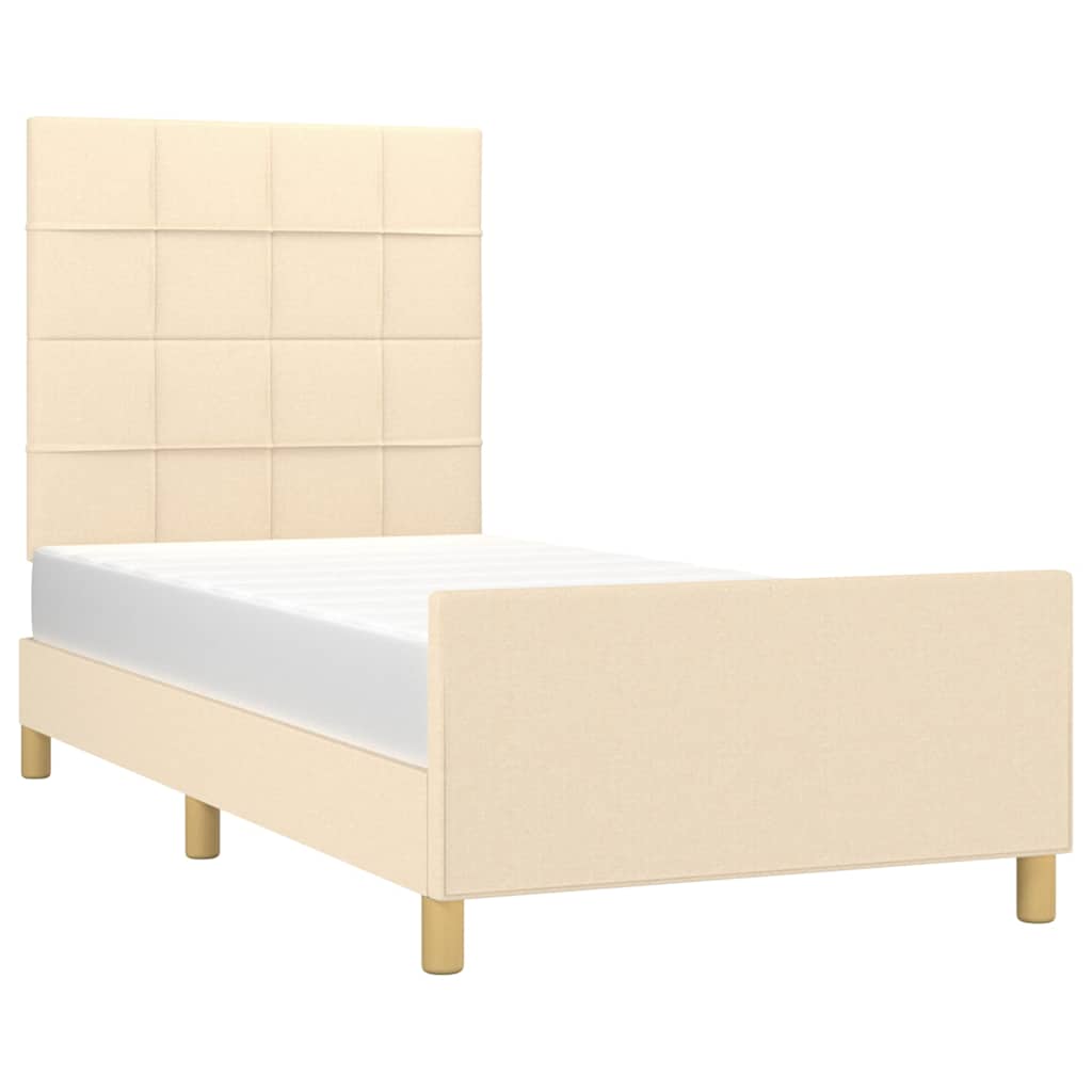 Bettgestell ohne Matratze Creme 90x200 cm Stoff