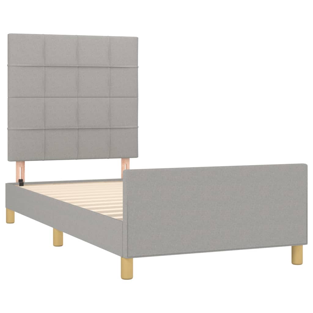 Bettgestell ohne Matratze Hellgrau 100x200 cm Stoff