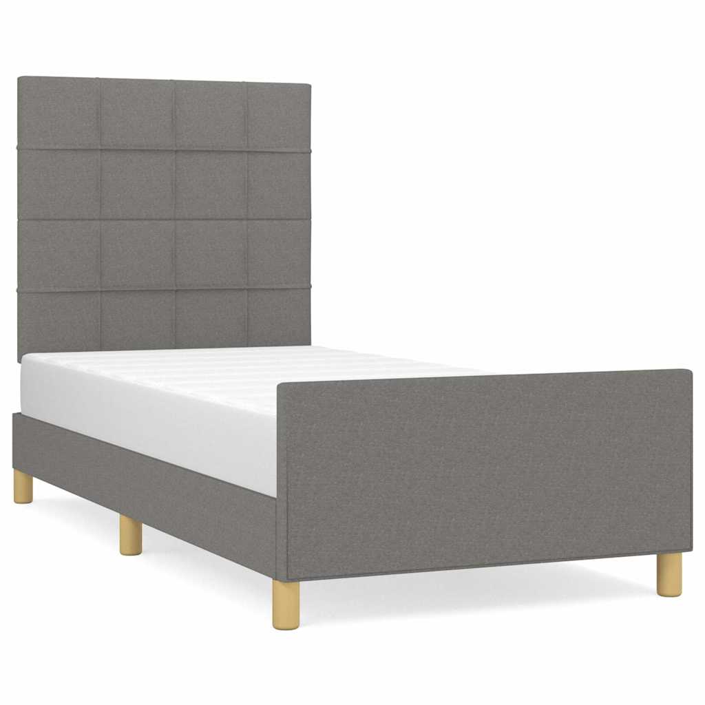 Bettgestell ohne Matratze Dunkelgrau 100x200 cm Stoff