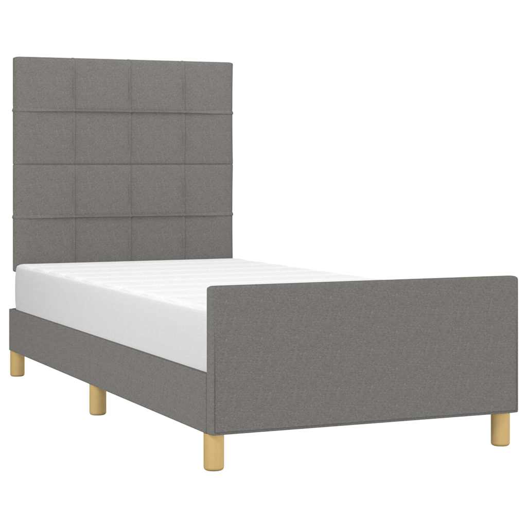Bettgestell ohne Matratze Dunkelgrau 100x200 cm Stoff