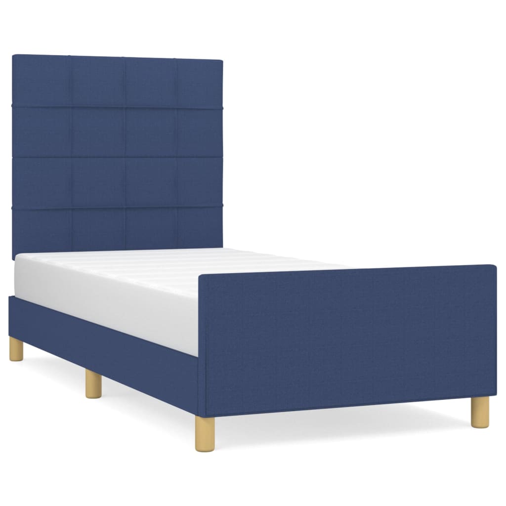 Bettgestell ohne Matratze Blau 100x200 cm Stoff