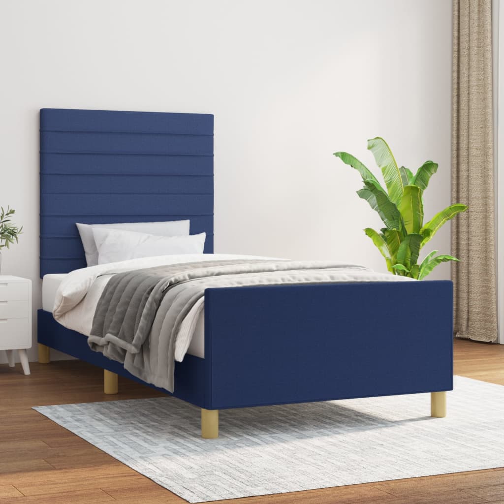 Bettgestell ohne Matratze Blau 80x200 cm Stoff