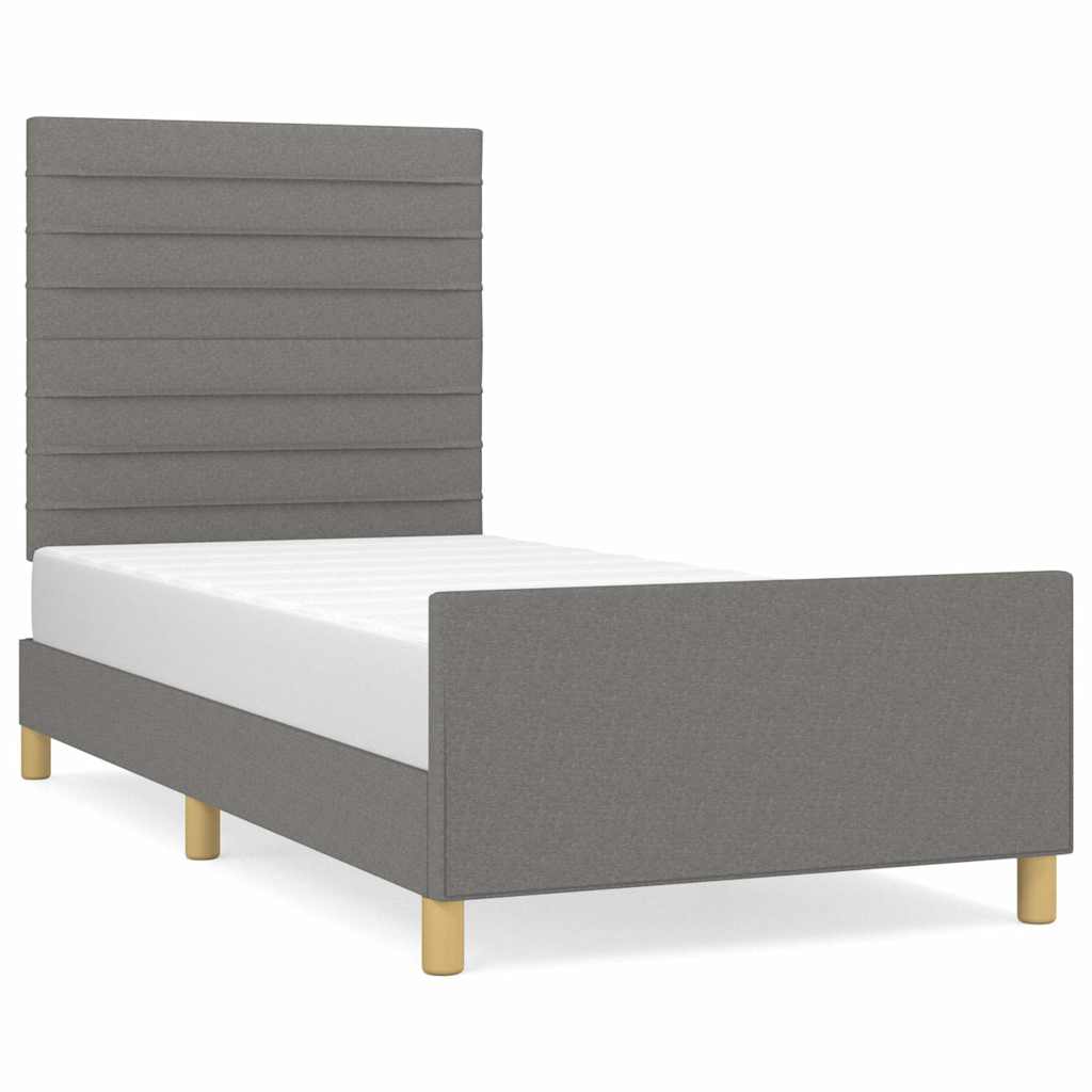 Bettgestell ohne Matratze Dunkelgrau 90x190 cm Stoff