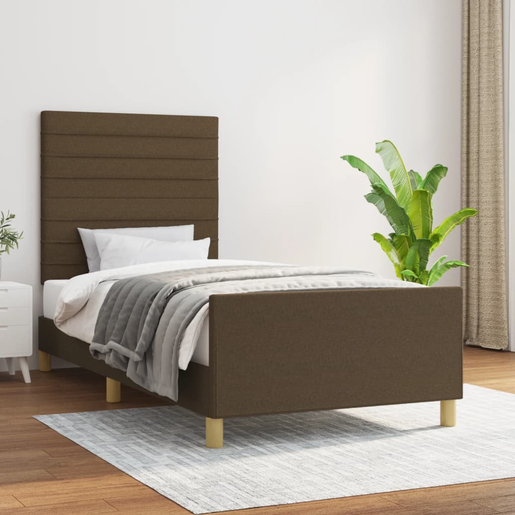 Bettgestell ohne Matratze Dunkelbraun 90x190 cm Stoff