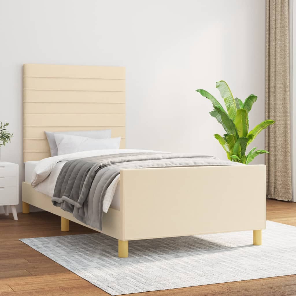 Bettgestell ohne Matratze Blau 90x190 cm Stoff