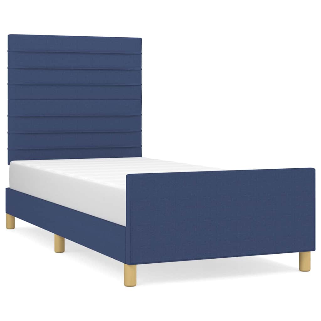 Bettgestell ohne Matratze Blau 90x190 cm Stoff