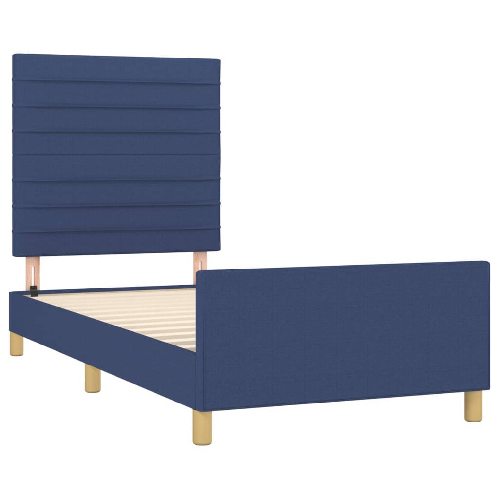 Bettgestell ohne Matratze Blau 100x200 cm Stoff