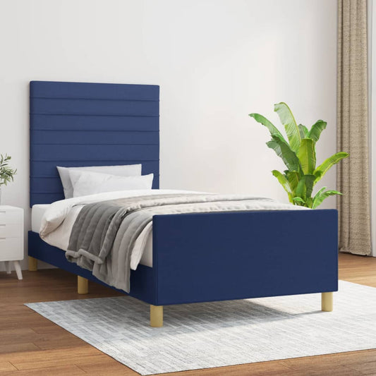 Bettgestell ohne Matratze Blau 100x200 cm Stoff