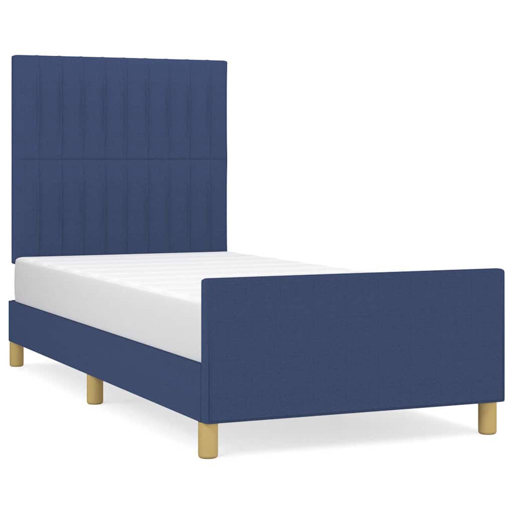 Bettgestell ohne Matratze Blau 90x190 cm Stoff