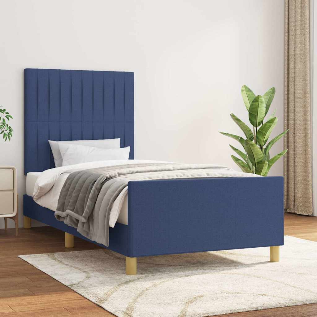 Bettgestell ohne Matratze Blau 90x190 cm Stoff