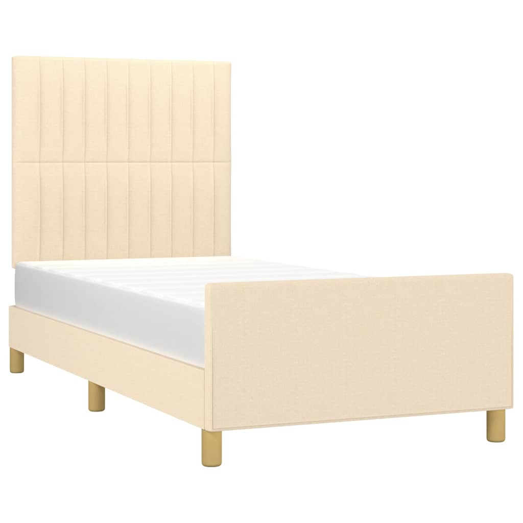 Bettgestell ohne Matratze Creme 90x200 cm Stoff