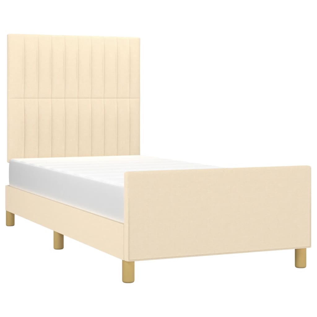 Bettgestell ohne Matratze Creme 90x200 cm Stoff