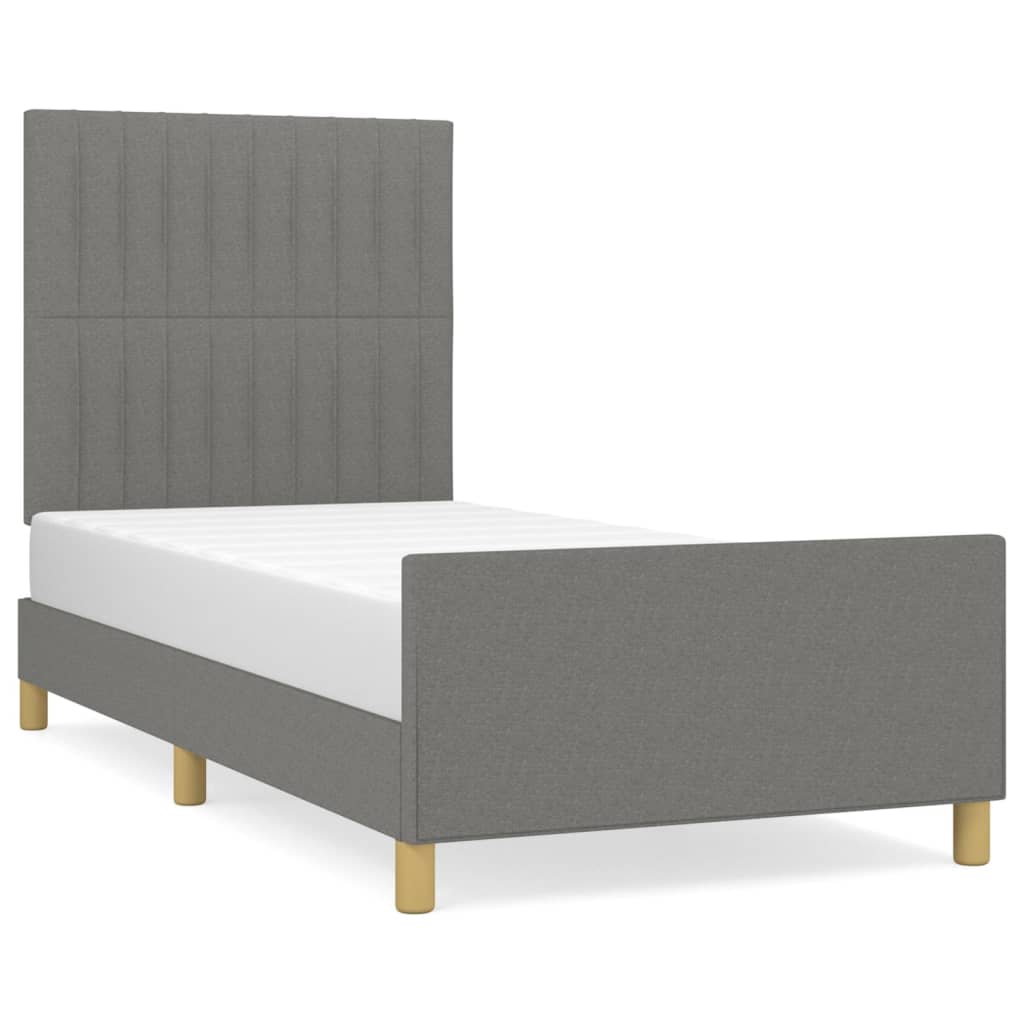 Bettgestell ohne Matratze Dunkelgrau 100x200 cm Stoff