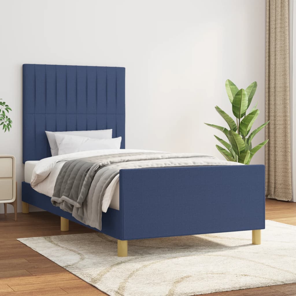 Bettgestell ohne Matratze Blau 100x200 cm Stoff