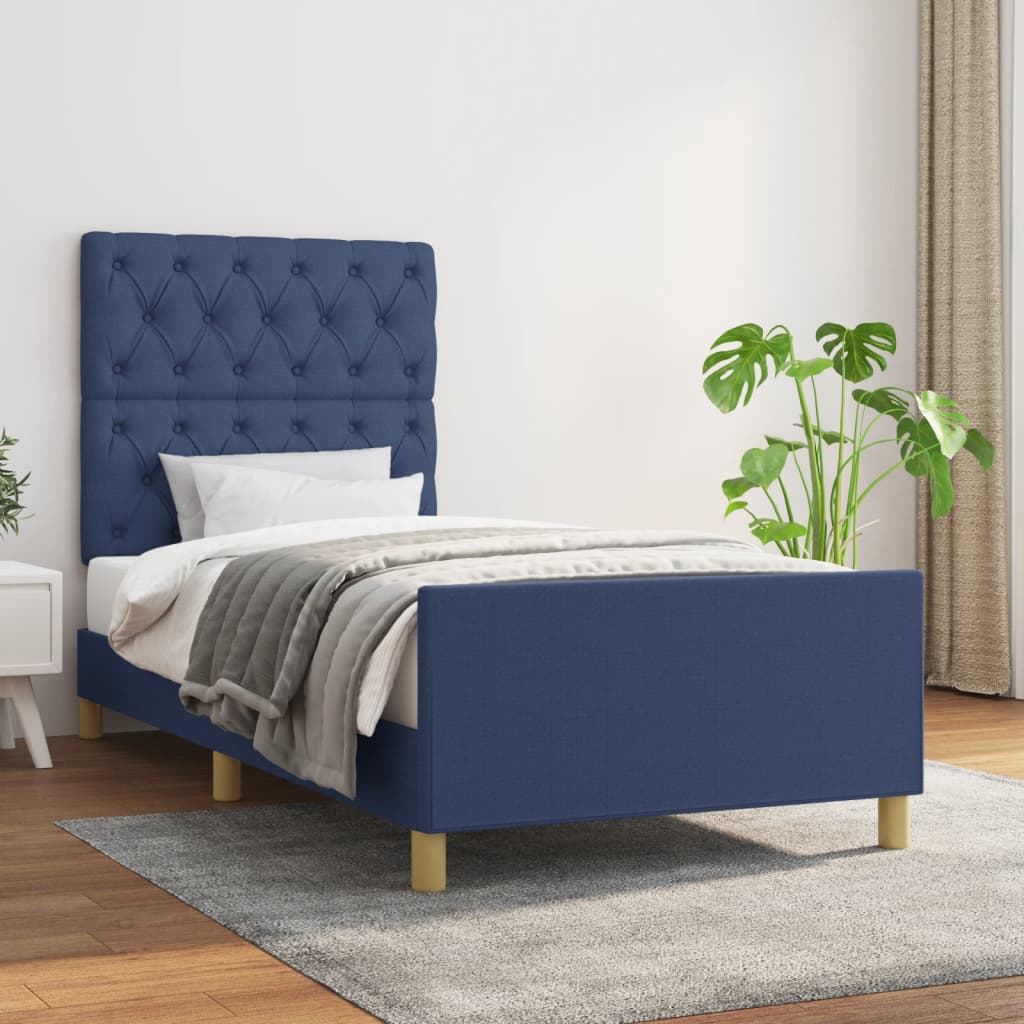 Bettgestell ohne Matratze Blau 80x200 cm Stoff