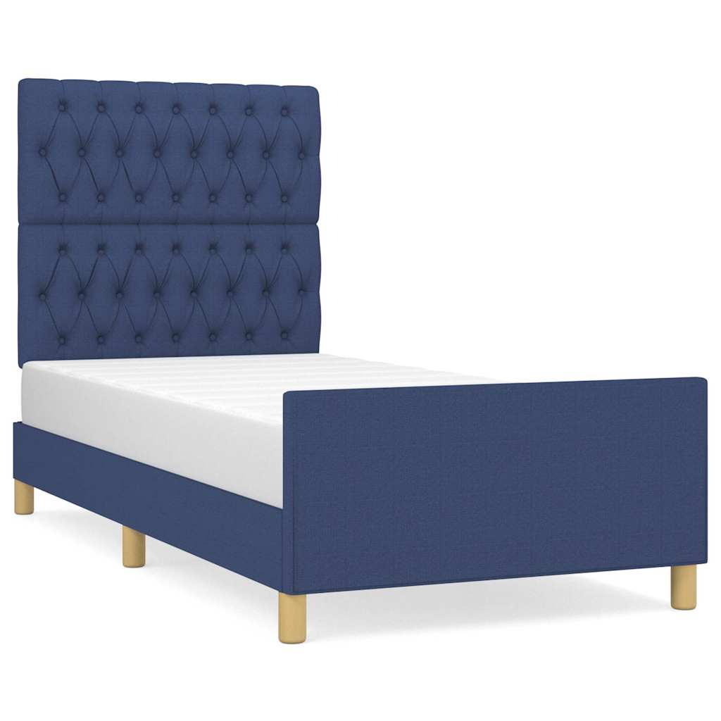 Bettgestell ohne Matratze Blau 90x200 cm Stoff