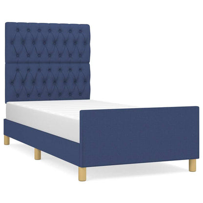 Bettgestell ohne Matratze Blau 100x200 cm Stoff