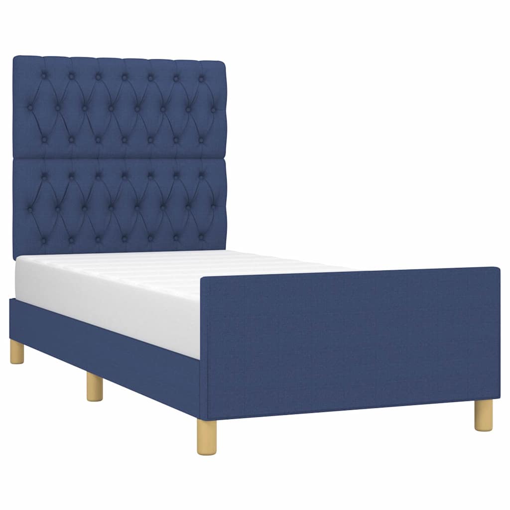 Bettgestell ohne Matratze Blau 100x200 cm Stoff