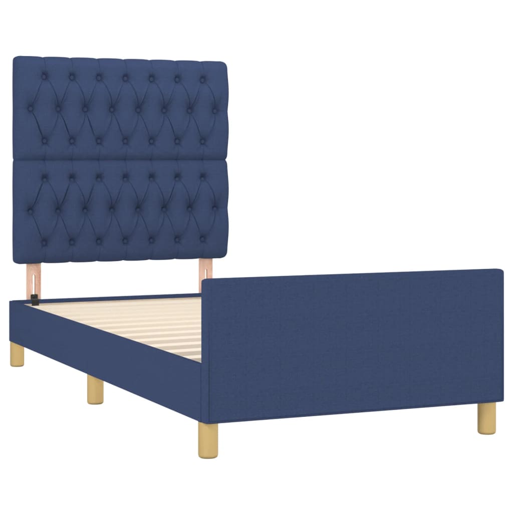 Bettgestell ohne Matratze Blau 100x200 cm Stoff