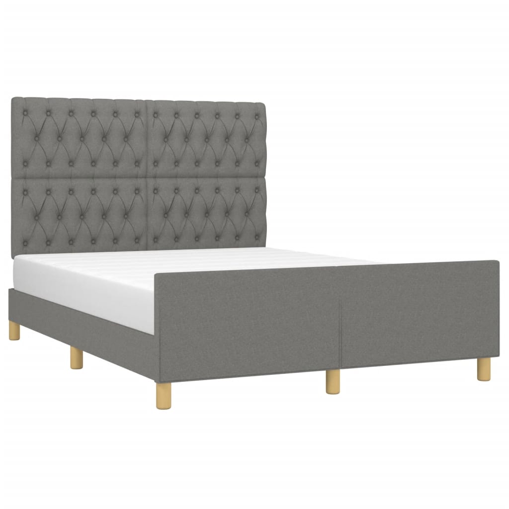 Bettgestell ohne Matratze Dunkelgrau 140x190 cm Stoff