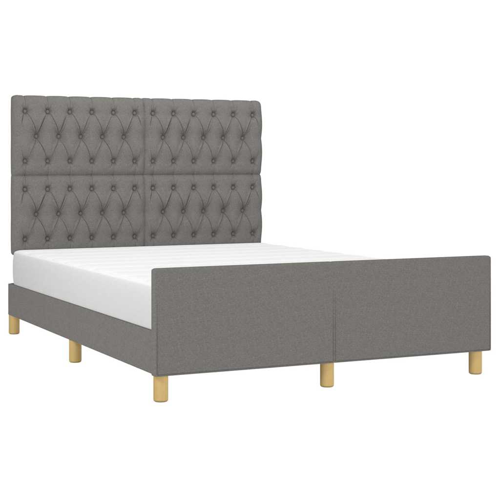 Bettgestell ohne Matratze Dunkelgrau 140x190 cm Stoff