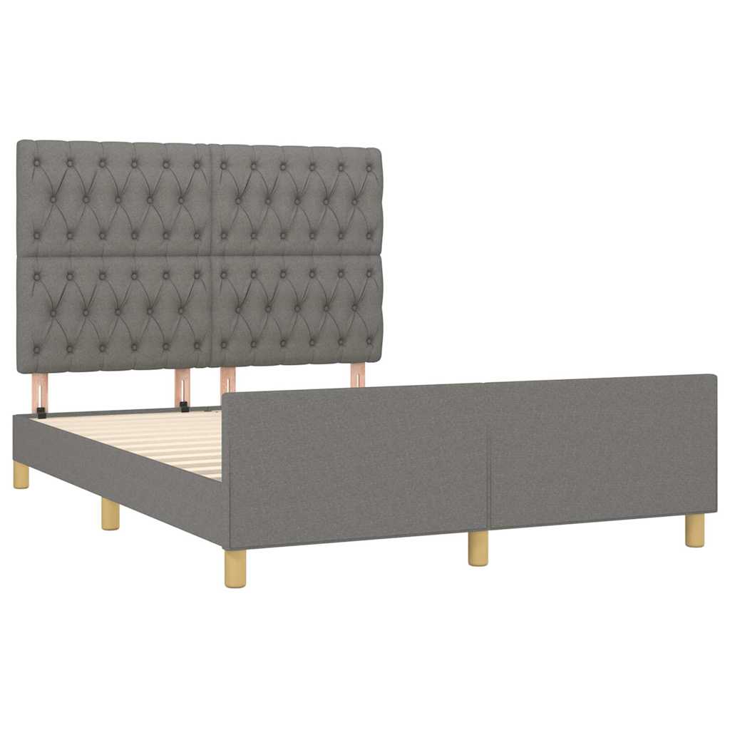 Bettgestell ohne Matratze Dunkelgrau 140x190 cm Stoff