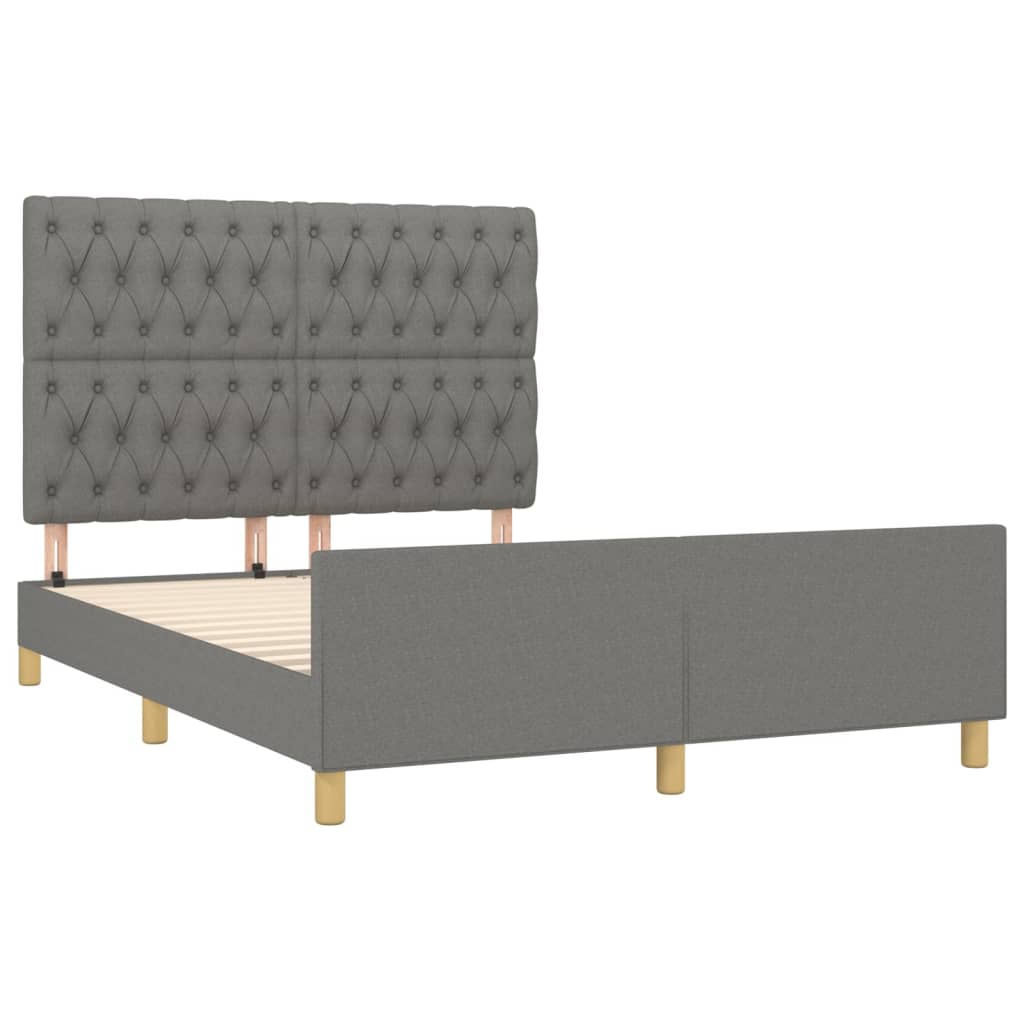 Bettgestell ohne Matratze Dunkelgrau 140x190 cm Stoff