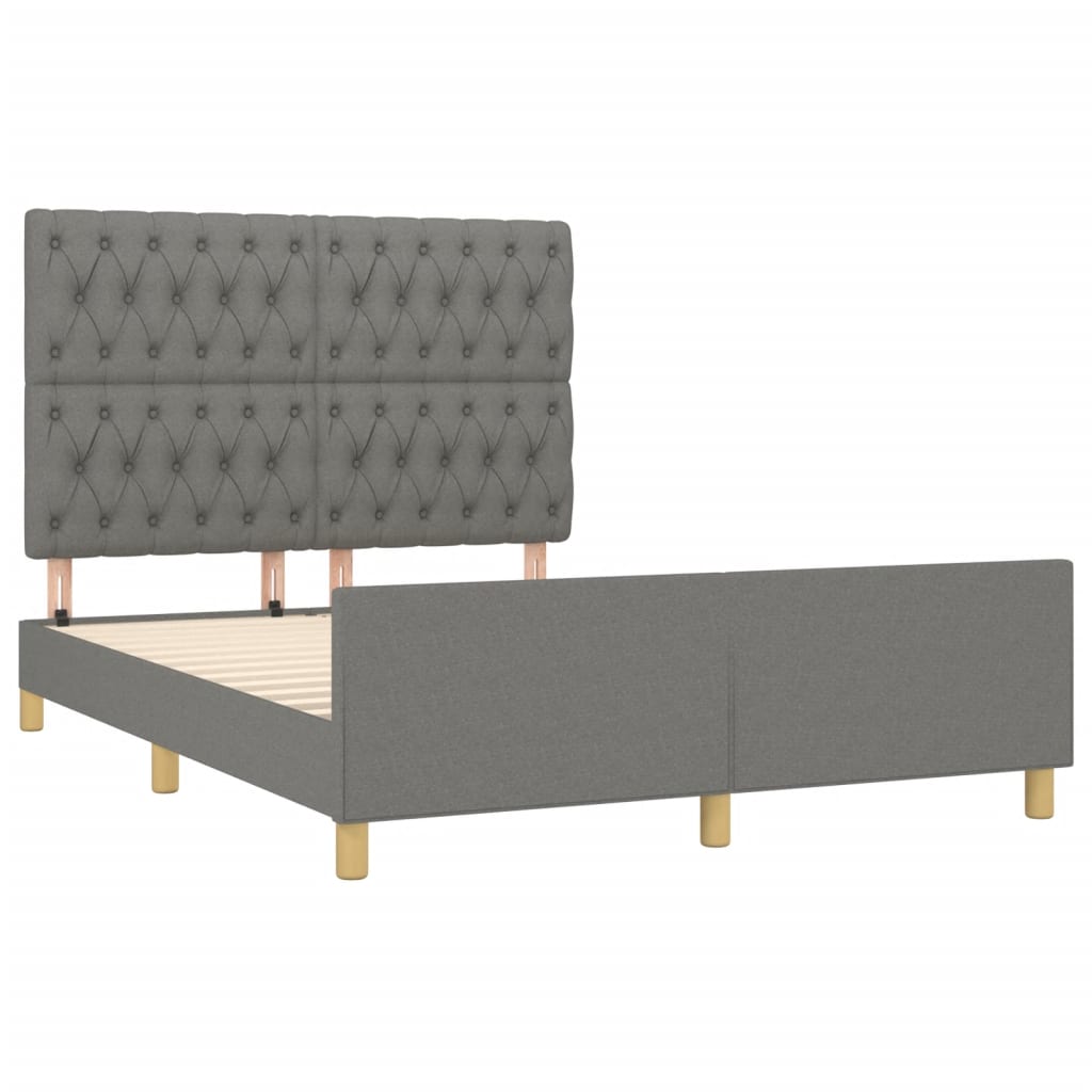 Bettgestell ohne Matratze Dunkelgrau 140x200 cm Stoff