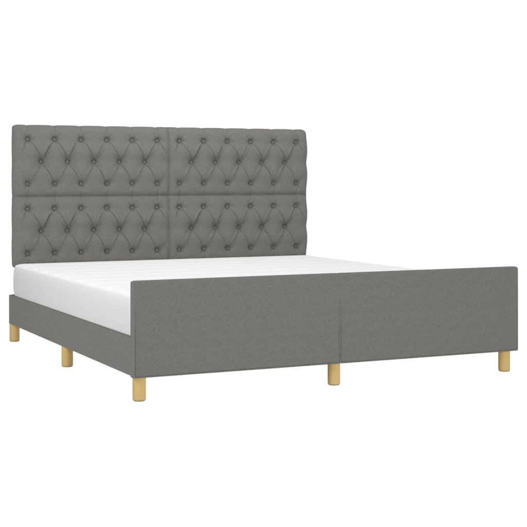 Bettgestell ohne Matratze Dunkelgrau 160x200 cm Stoff