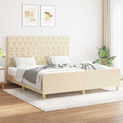 Bettgestell ohne Matratze Creme 160x200 cm Stoff