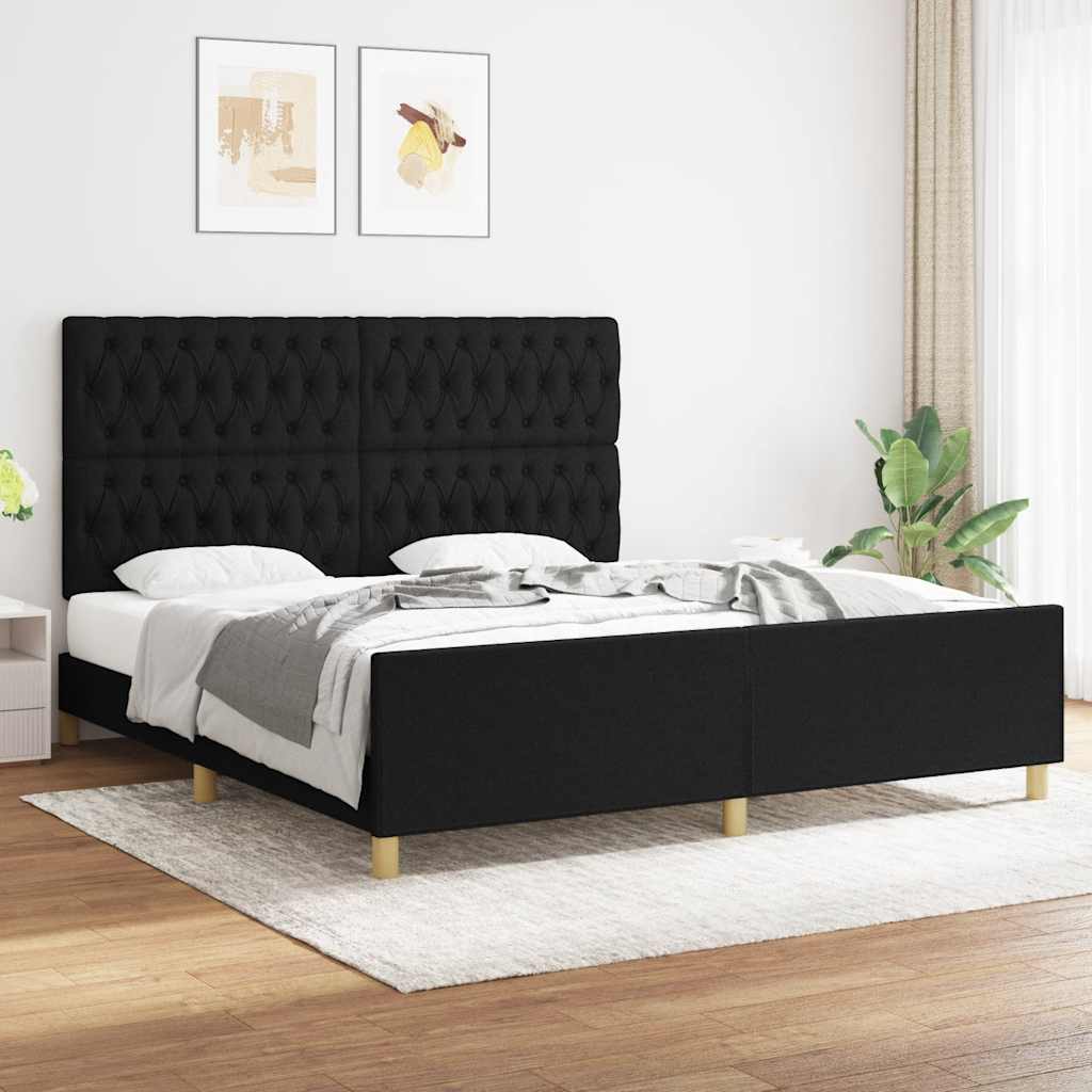 Bettgestell ohne Matratze Schwarz 180x200 cm Stoff