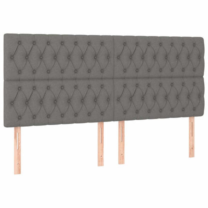 Bettgestell mit Kopfteil Dunkelgrau 200x200 cm Stoff