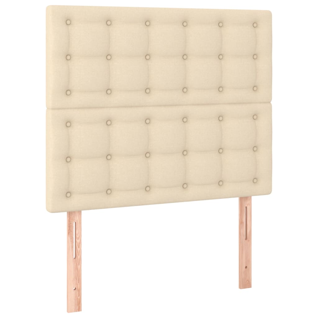 Bettgestell mit Kopfteil Creme 90x190 cm Stoff