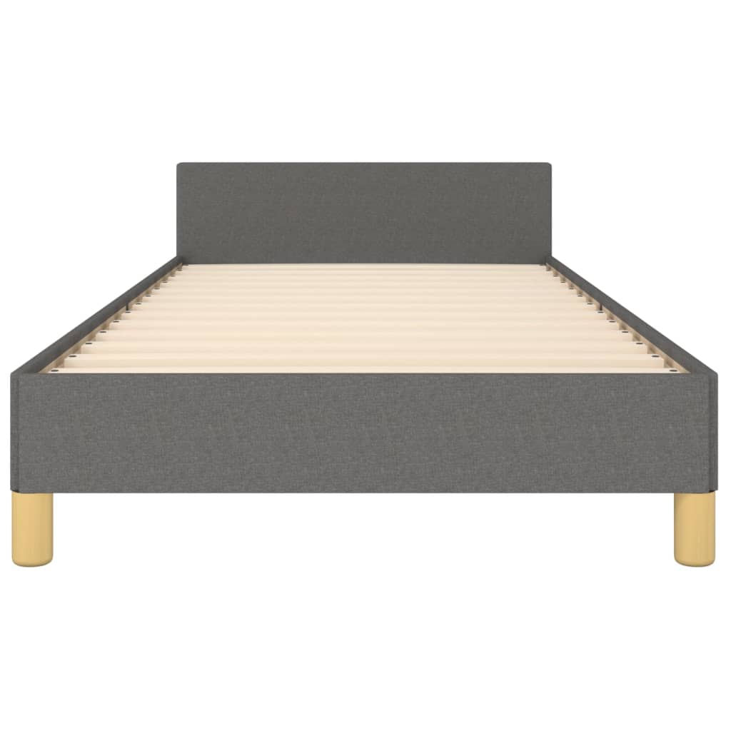 Bettgestell mit Kopfteil Dunkelgrau 90x200 cm Stoff