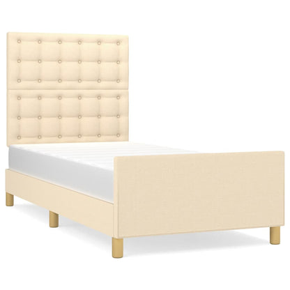 Bettgestell ohne Matratze Creme 90x200 cm Stoff
