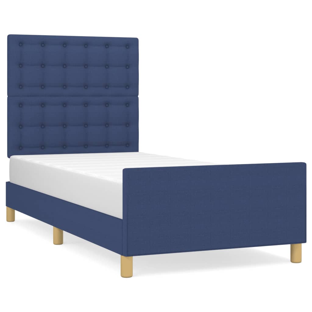 Bettgestell ohne Matratze Blau 90x200 cm Stoff