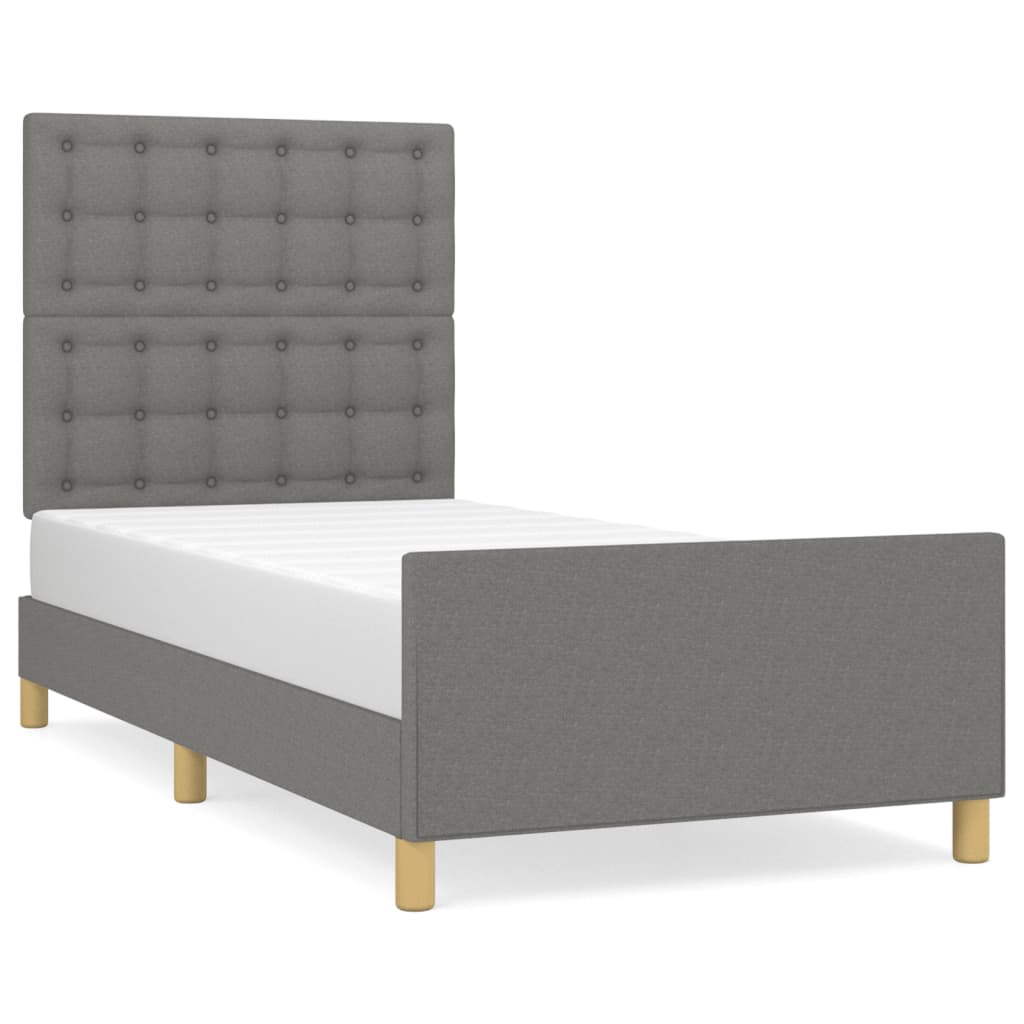 Bettgestell ohne Matratze Dunkelgrau 100x200 cm Stoff