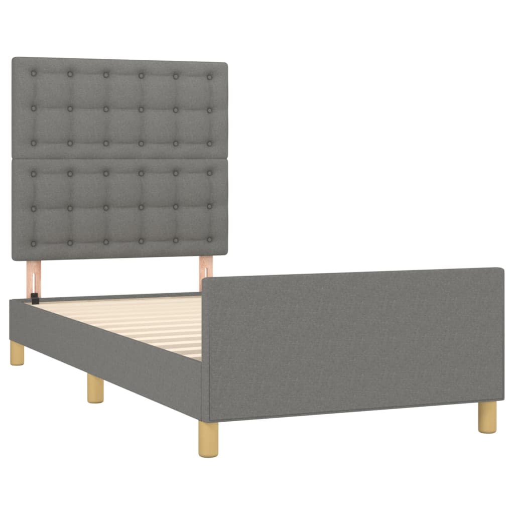 Bettgestell ohne Matratze Dunkelgrau 100x200 cm Stoff