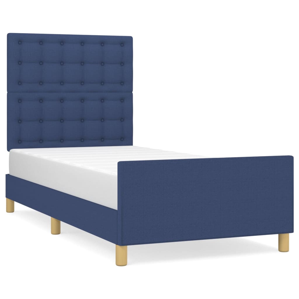 Bettgestell ohne Matratze Blau 100x200 cm Stoff