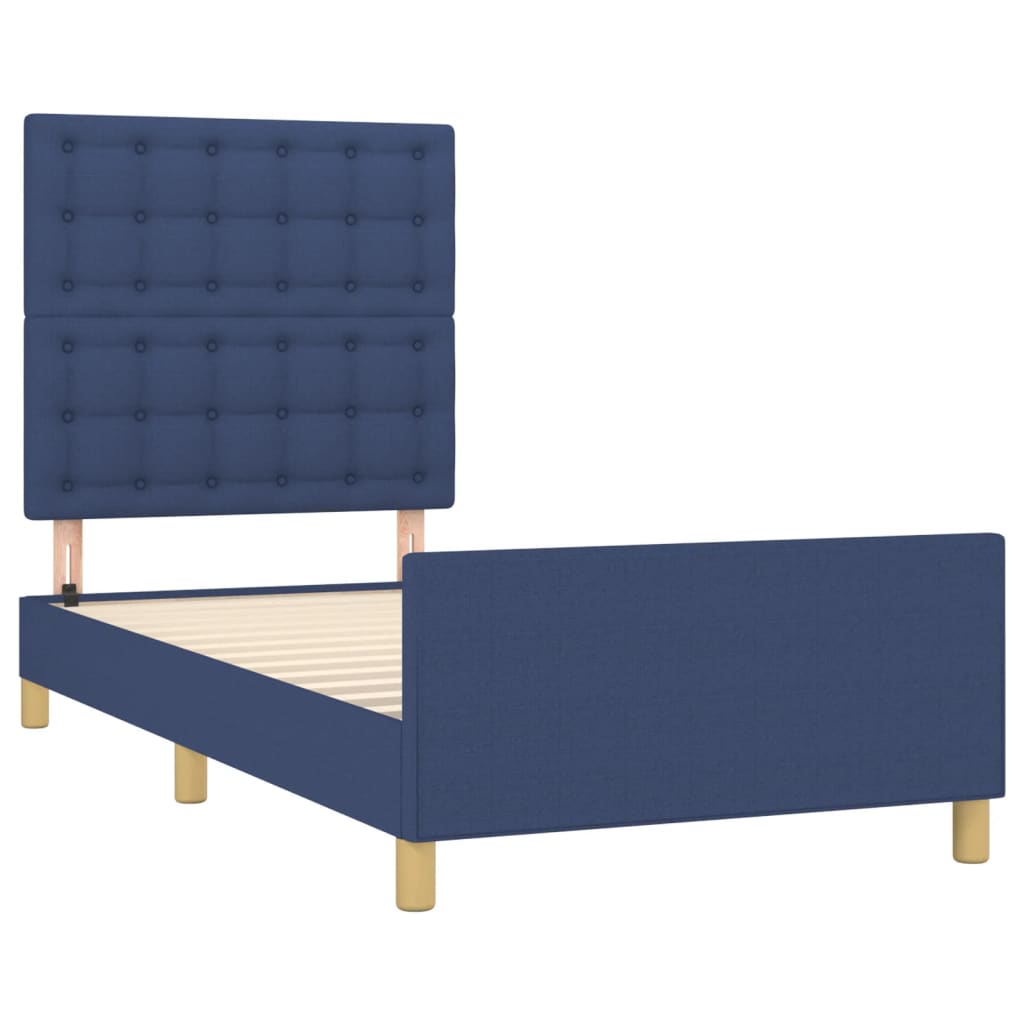 Bettgestell ohne Matratze Blau 100x200 cm Stoff