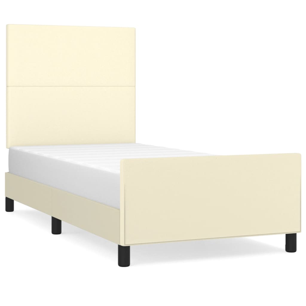 Bettgestell mit Kopfteil Creme 80x200 cm Kunstleder