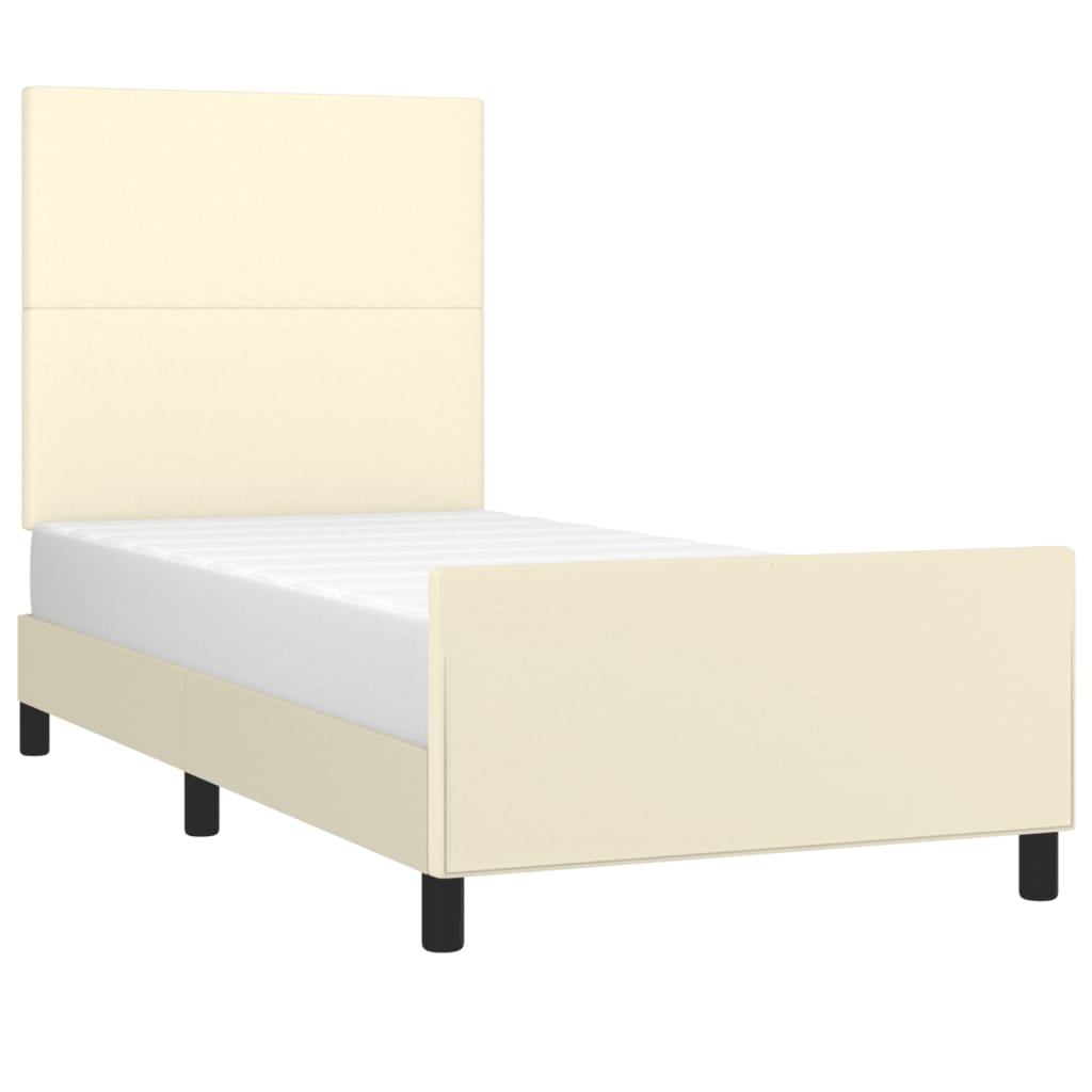 Bettgestell mit Kopfteil Creme 80x200 cm Kunstleder