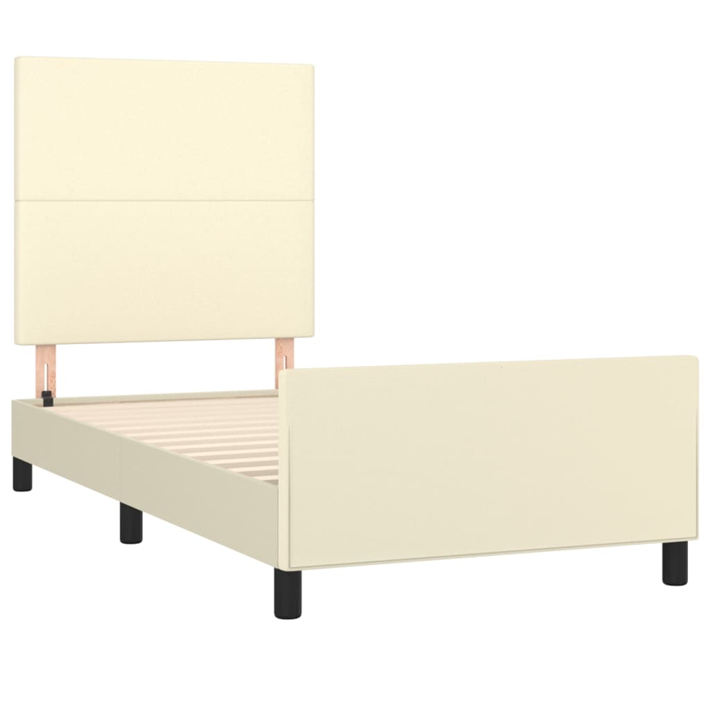 Bettgestell mit Kopfteil Creme 80x200 cm Kunstleder