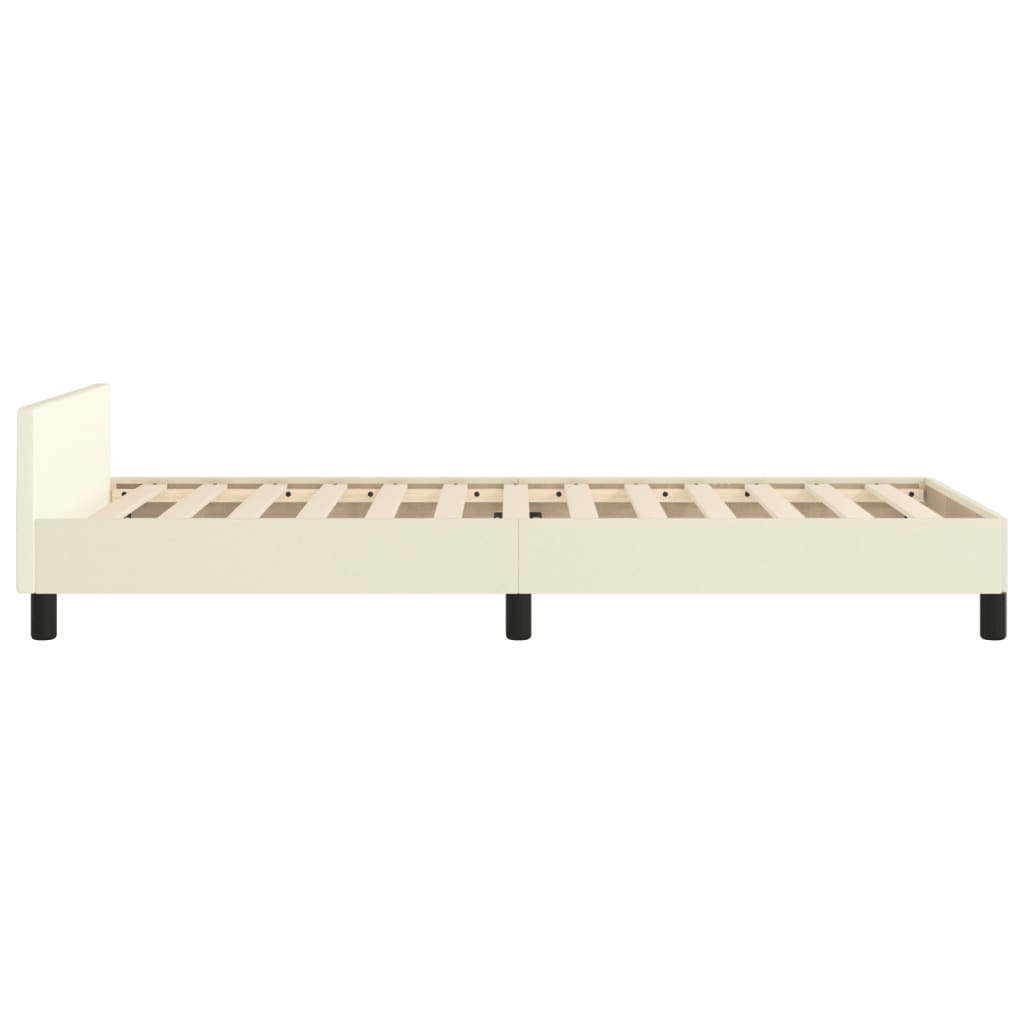 Bettgestell mit Kopfteil Creme 80x200 cm Kunstleder