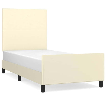 Bettgestell mit Kopfteil Creme 90x200 cm Kunstleder