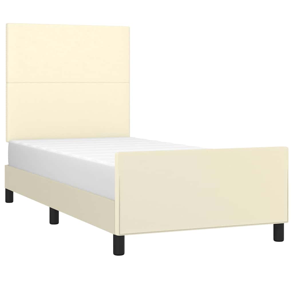 Bettgestell mit Kopfteil Creme 90x200 cm Kunstleder