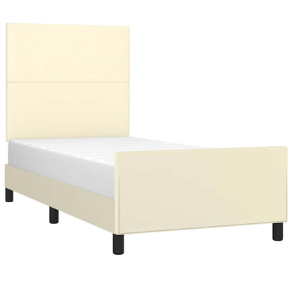 Bettgestell mit Kopfteil Creme 90x200 cm Kunstleder